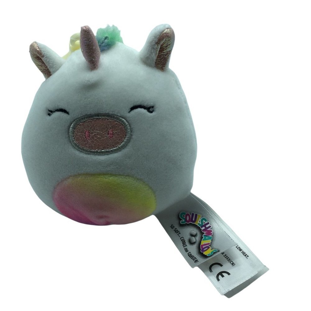 Kellytoy Squishmallows Unicorn Plush Clip-On Pastel Rainbow 4" NWOT